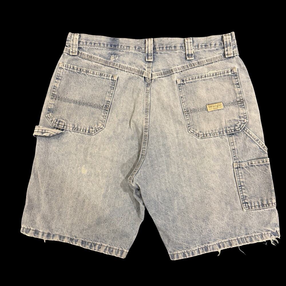 Vintage Wrangler Carpenter Denim Shorts Distressed Faded Workwear 34